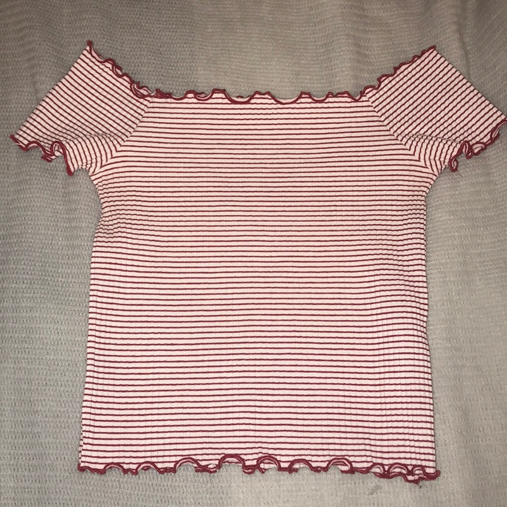 Zara off the shoulder stripped shirt